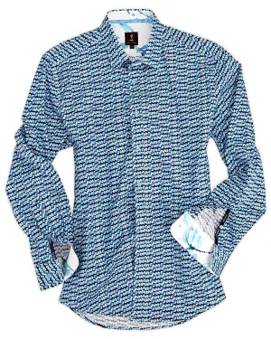 1 Like No Other Mawar Print Blue Shirt