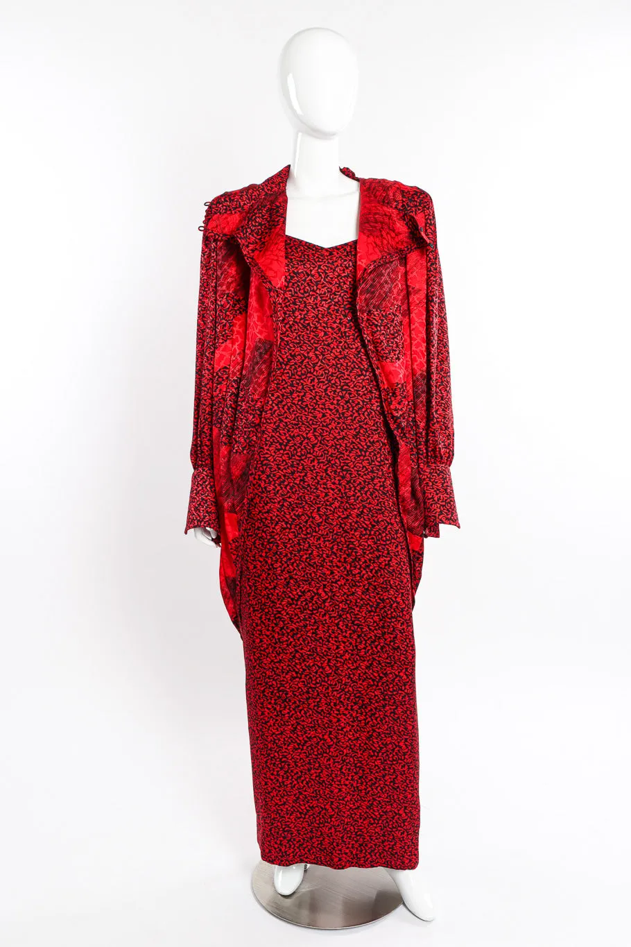 Abstract Wrap Front Jacket & Dress Set