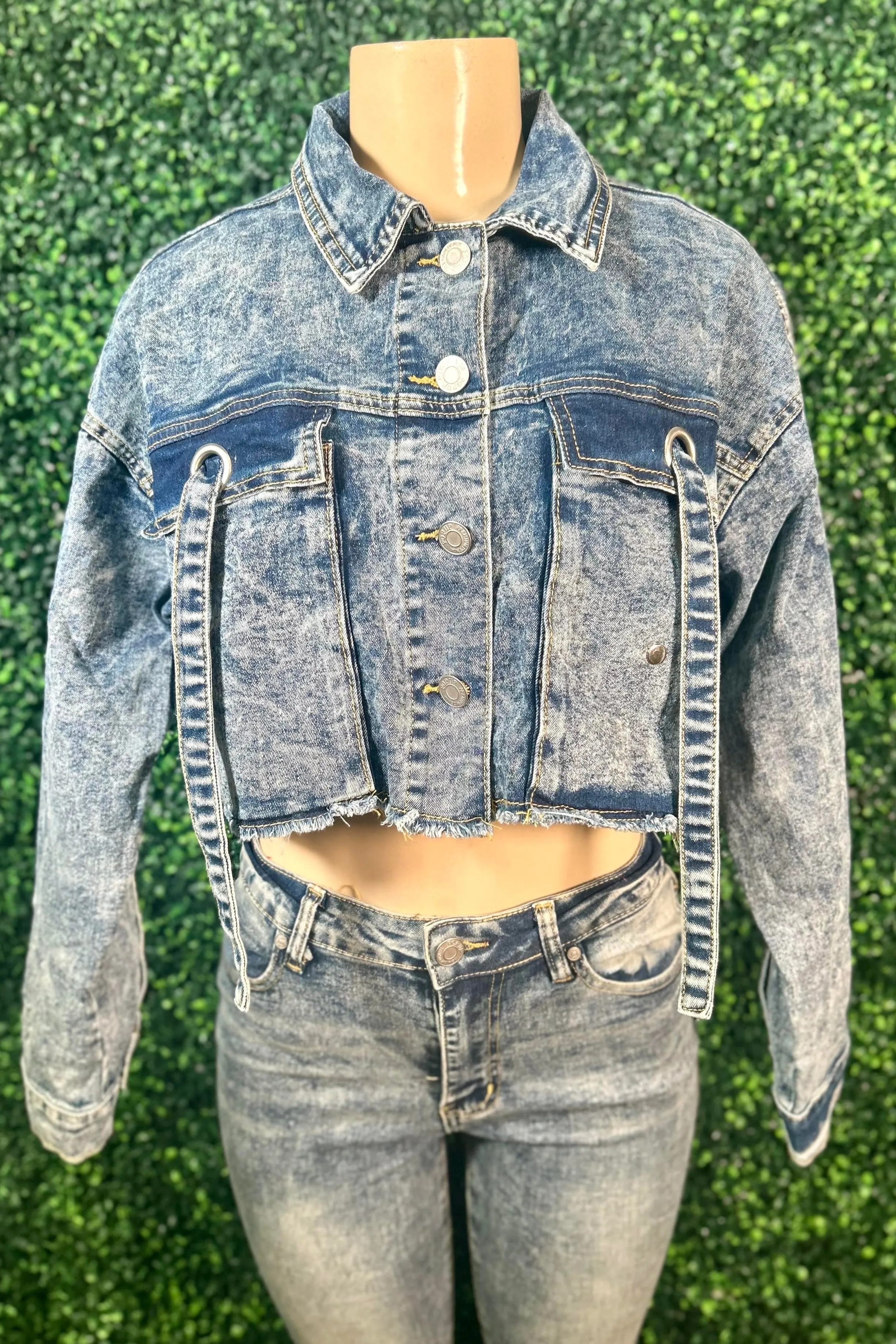 Acid Wash Denim Jacket - Blue