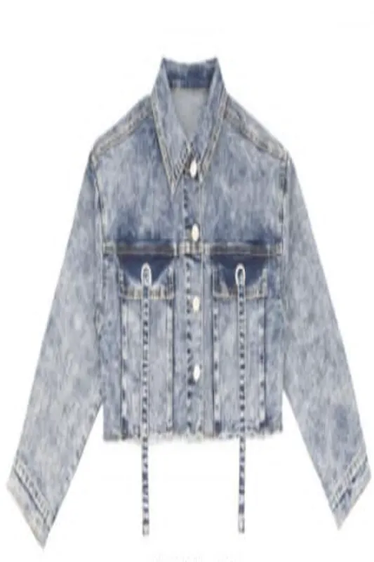 Acid Wash Denim Jacket - Blue