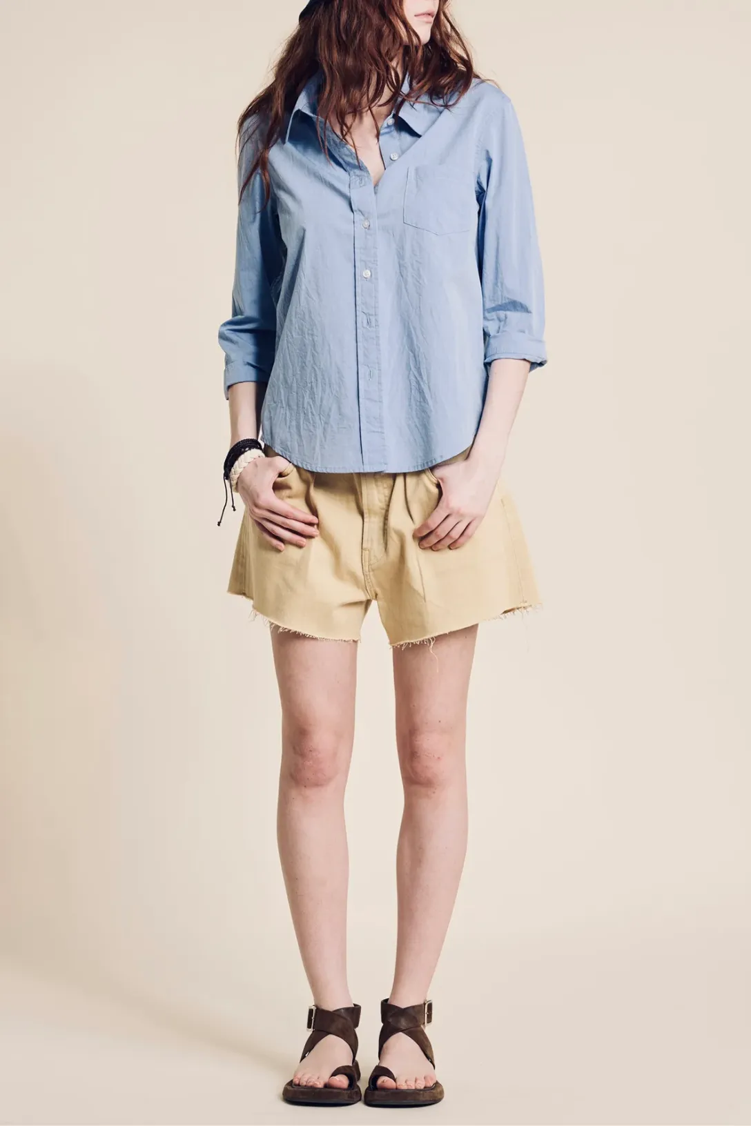 Adrienne Shrunken Shirt | Medium Blue