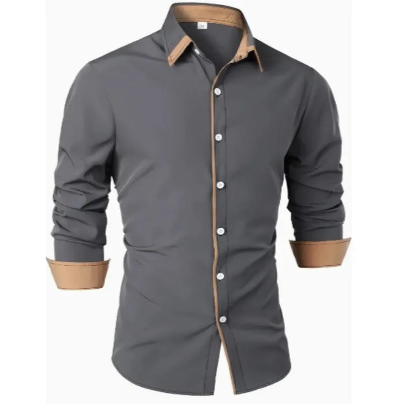 Alfred | Men's Modern Contrast Trim Button-Up Shirt | Long Sleeve