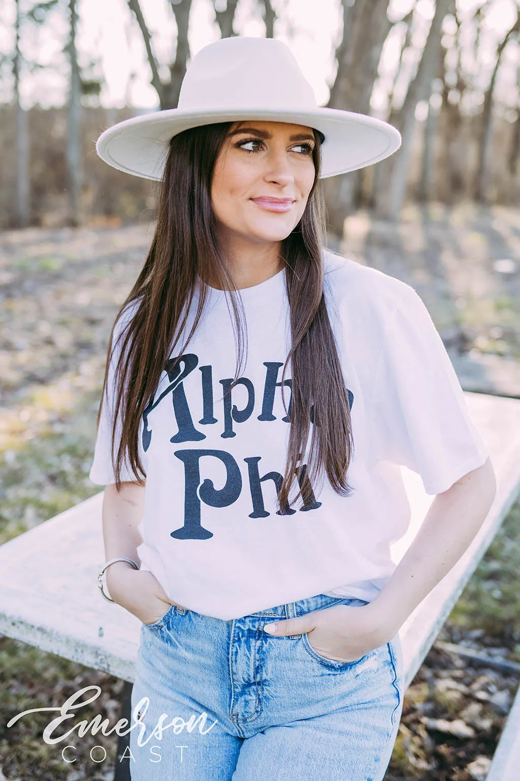 Alpha Phi Simple B&W Tee