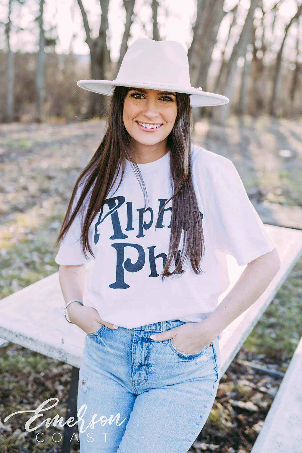 Alpha Phi Simple B&W Tee