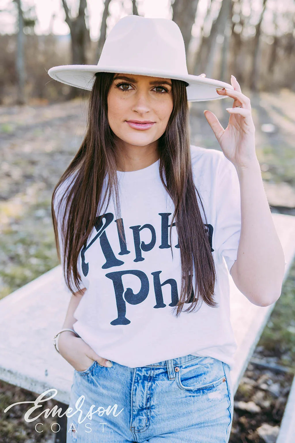 Alpha Phi Simple B&W Tee