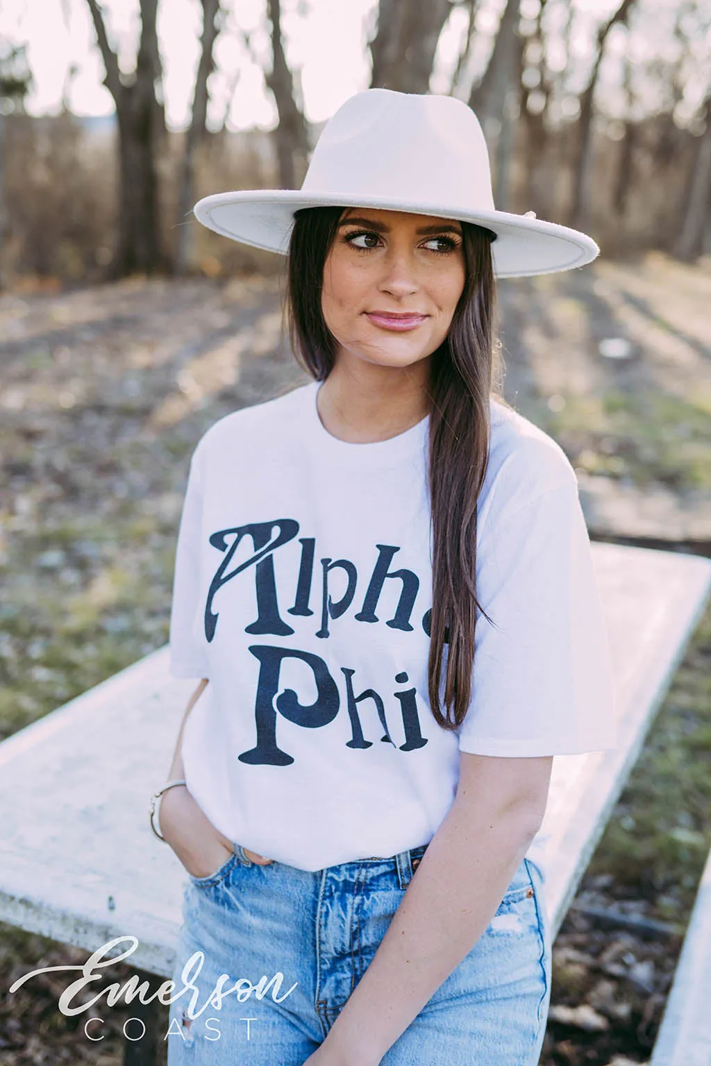 Alpha Phi Simple B&W Tee