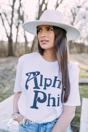 Alpha Phi Simple B&W Tee