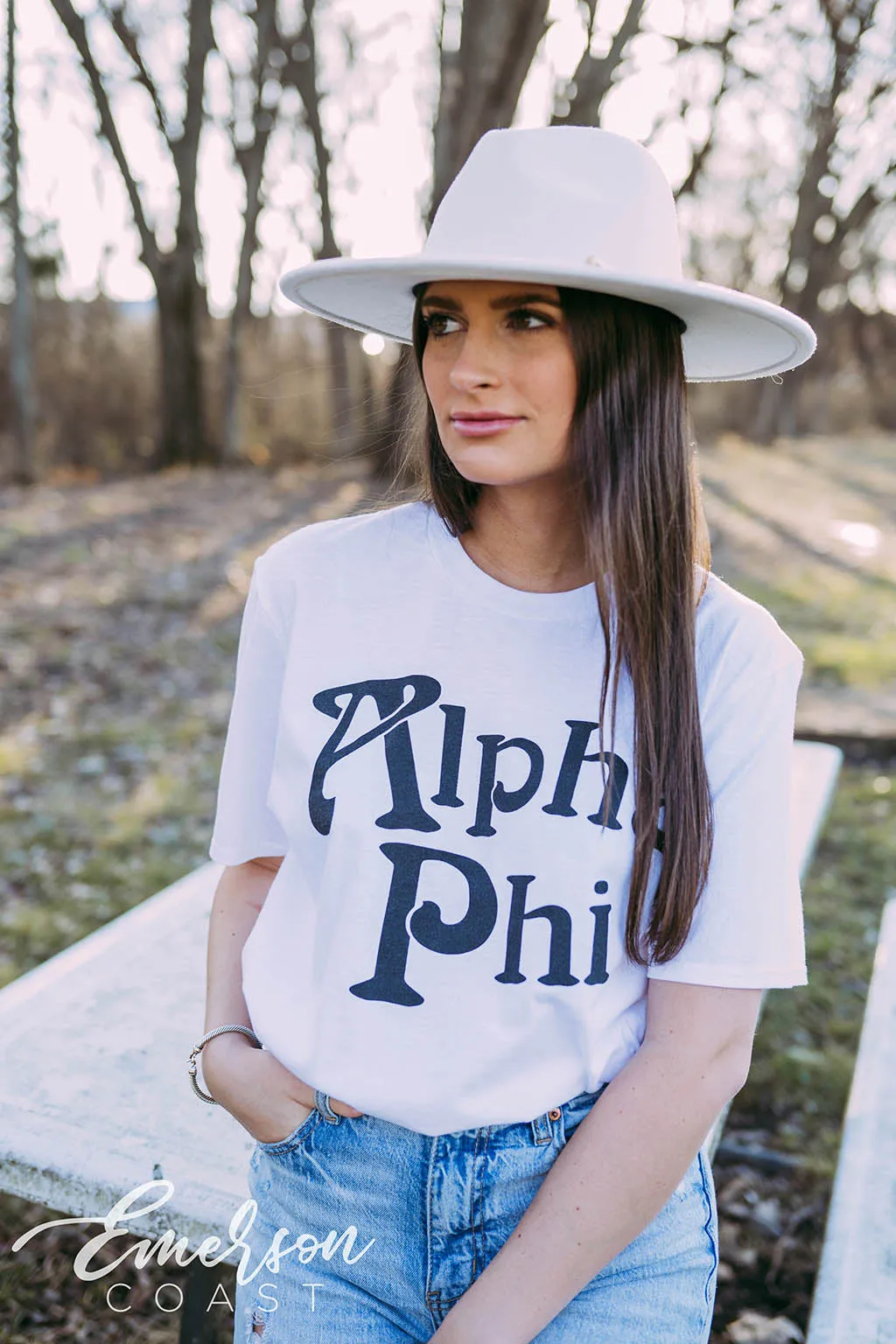 Alpha Phi Simple B&W Tee