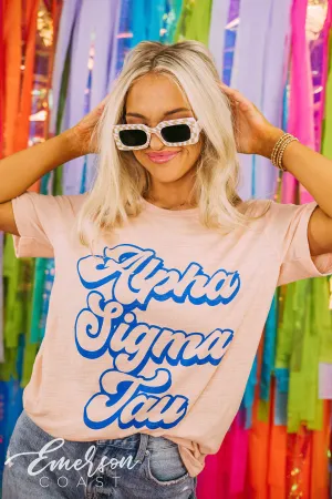 Alpha Sigma Tau PR Retro Peach Slub Tee