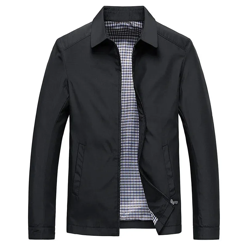Arvello | Mens Lightweight Summer Jacket in Black Casual Smart Light Zip-Up Coat for Travel, Work & Everyday Layering