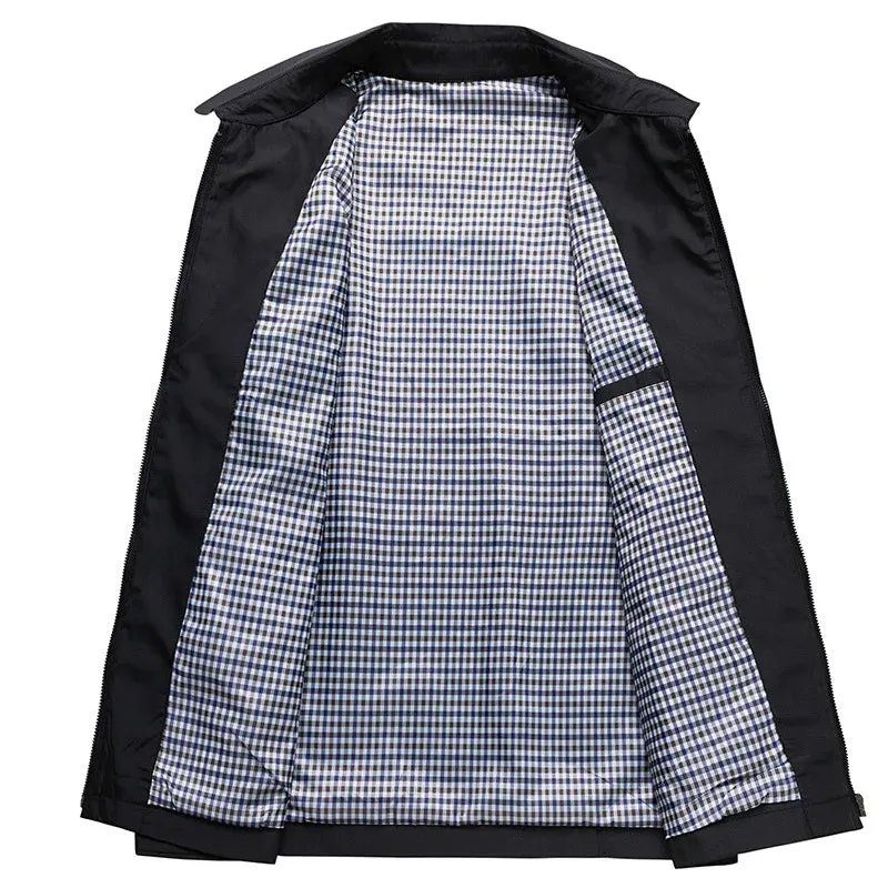 Arvello | Mens Lightweight Summer Jacket in Black Casual Smart Light Zip-Up Coat for Travel, Work & Everyday Layering