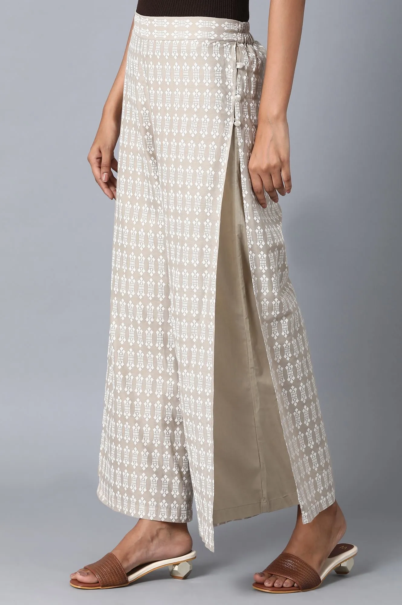 Beige Loose Fit Palazzo
