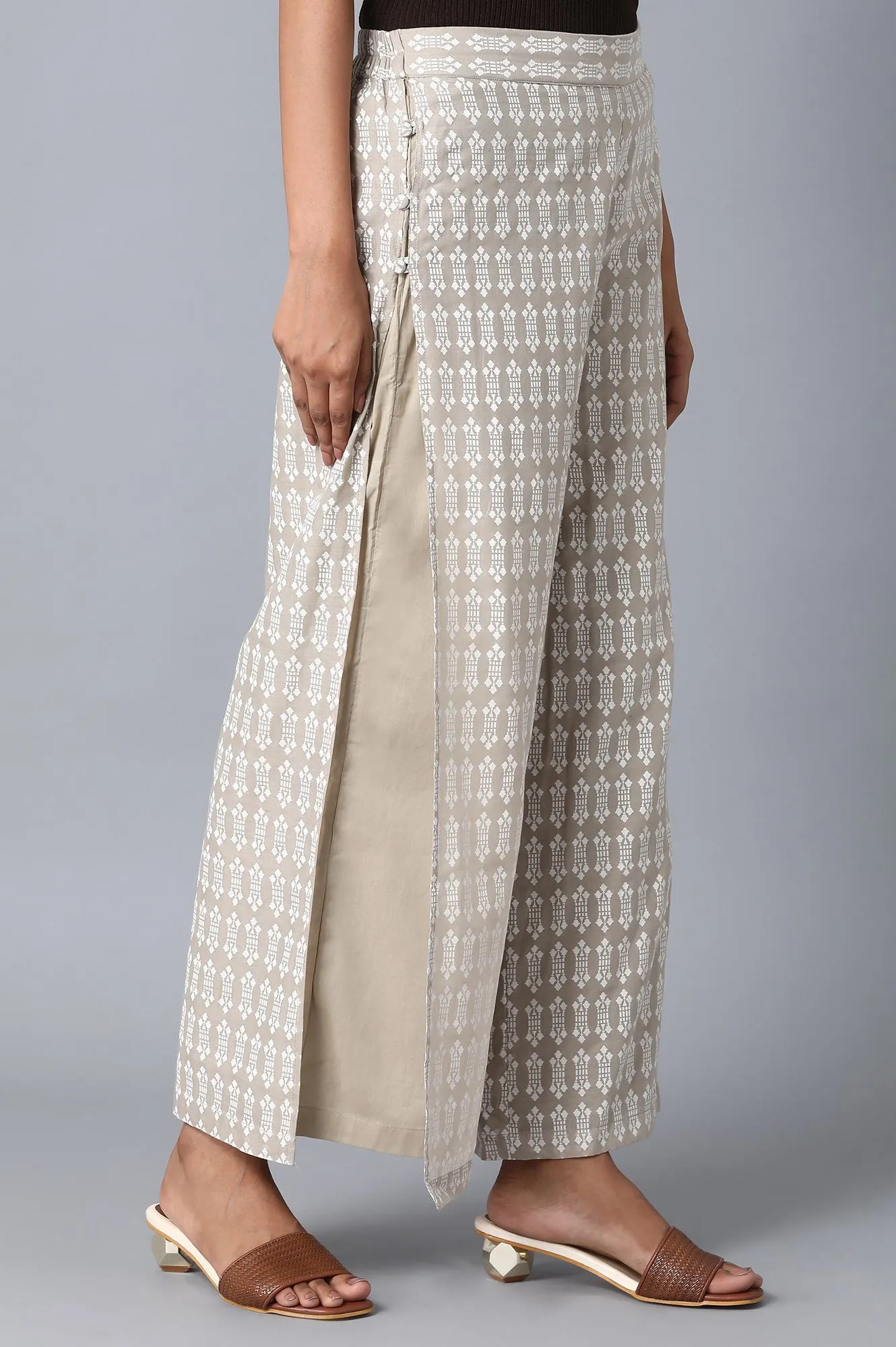 Beige Loose Fit Palazzo