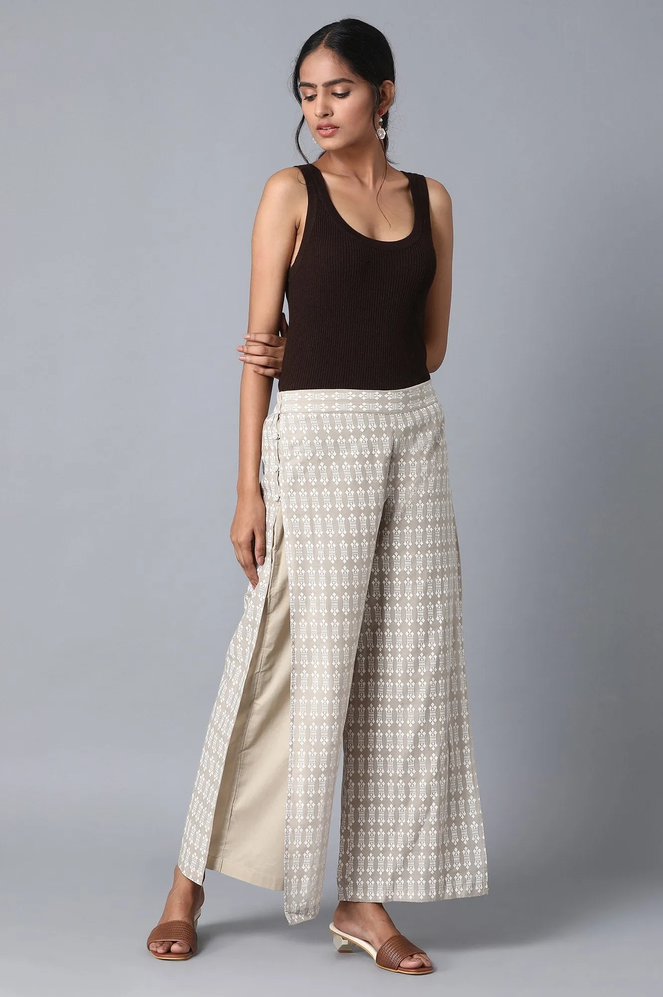 Beige Loose Fit Palazzo