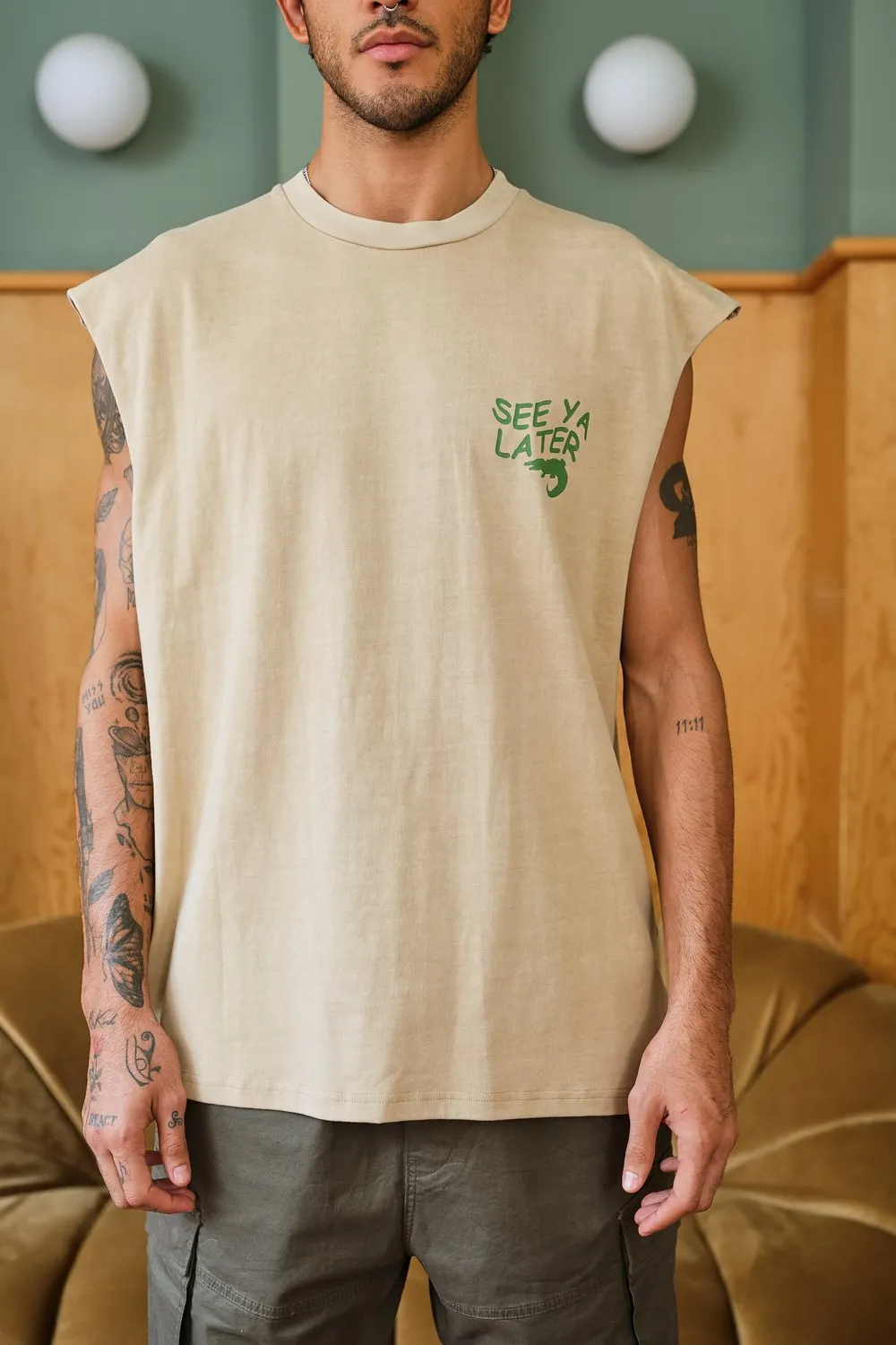 Beige See Ya Later Vest Tank