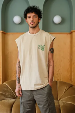 Beige See Ya Later Vest Tank
