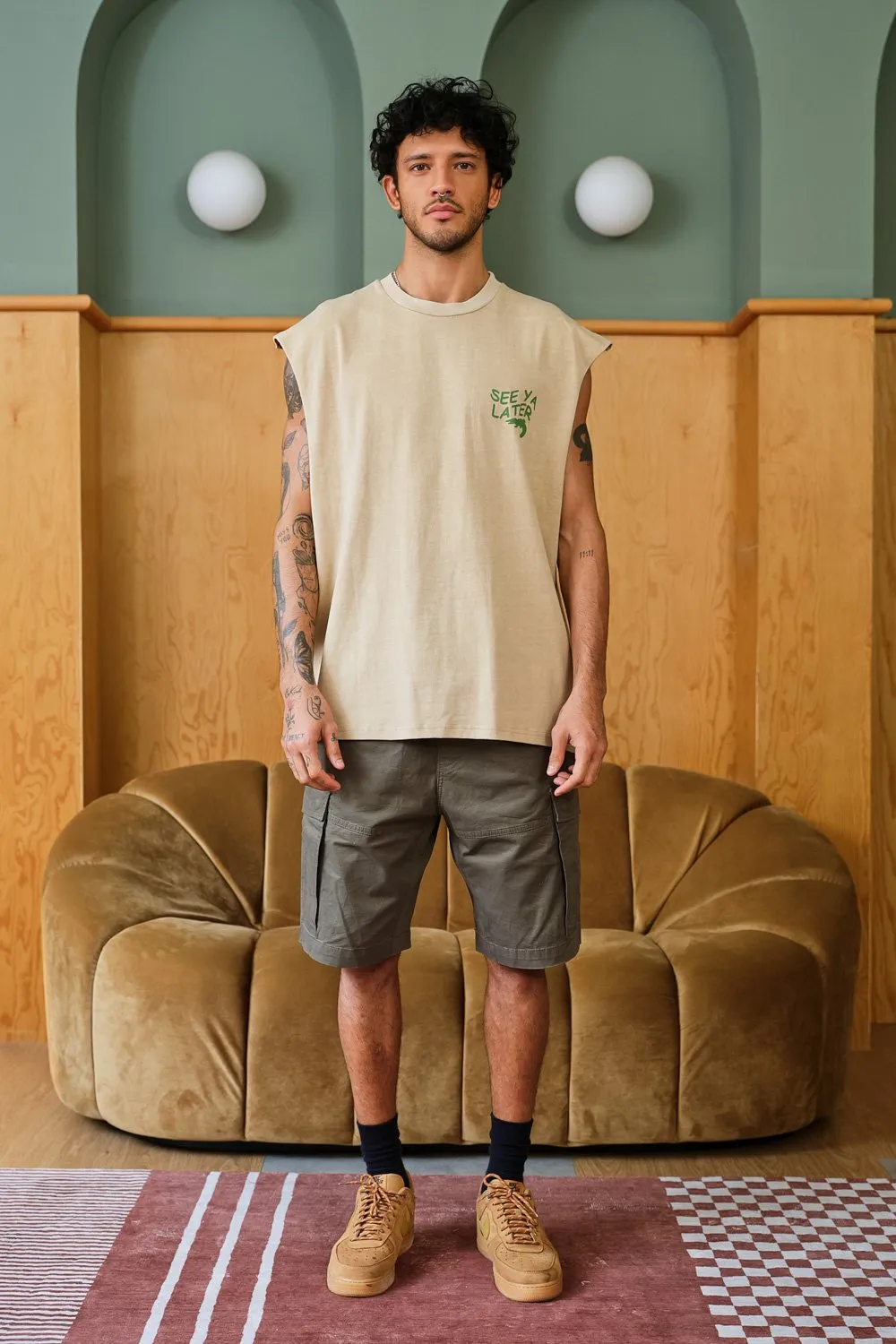 Beige See Ya Later Vest Tank