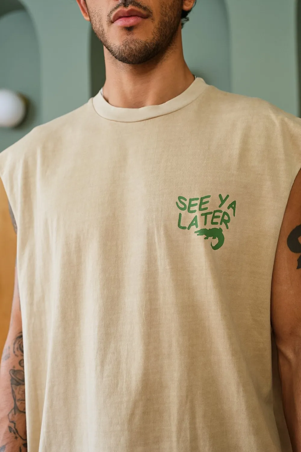 Beige See Ya Later Vest Tank