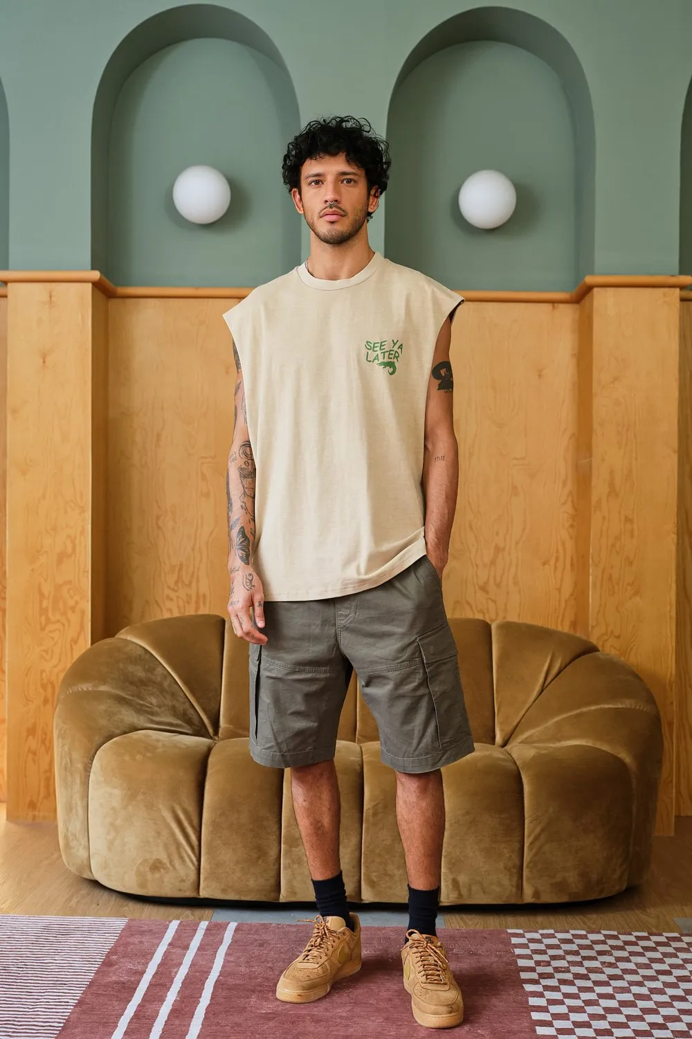 Beige See Ya Later Vest Tank