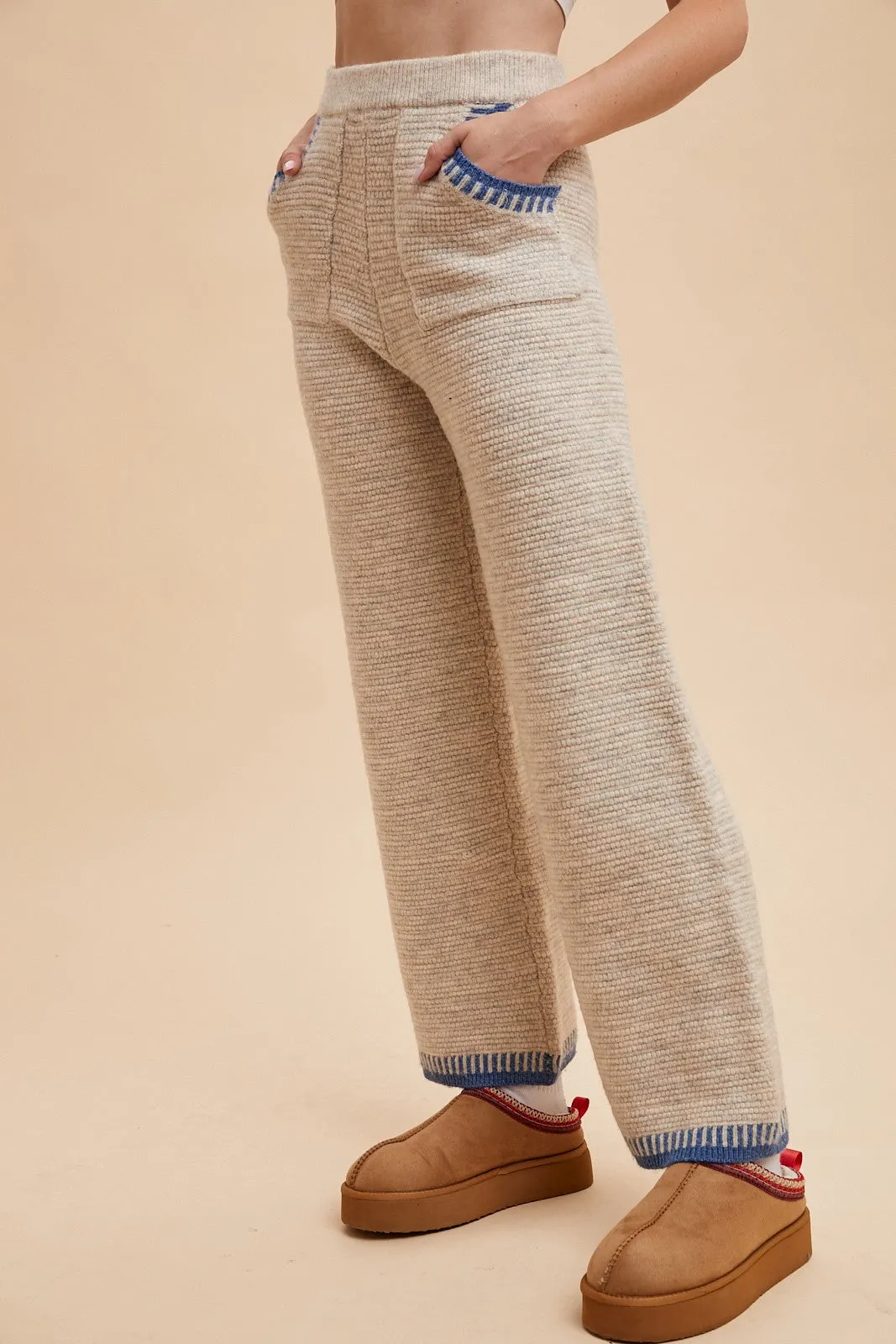 Blanket Stitch Sweater Top & Pants Set