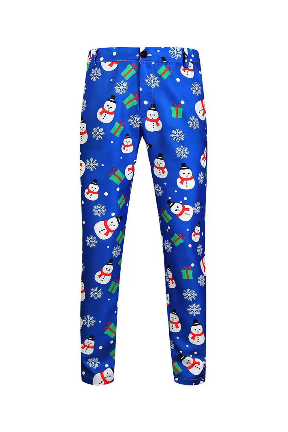 Blue Snowman Printed 3 Piece Men's Christmas Suits