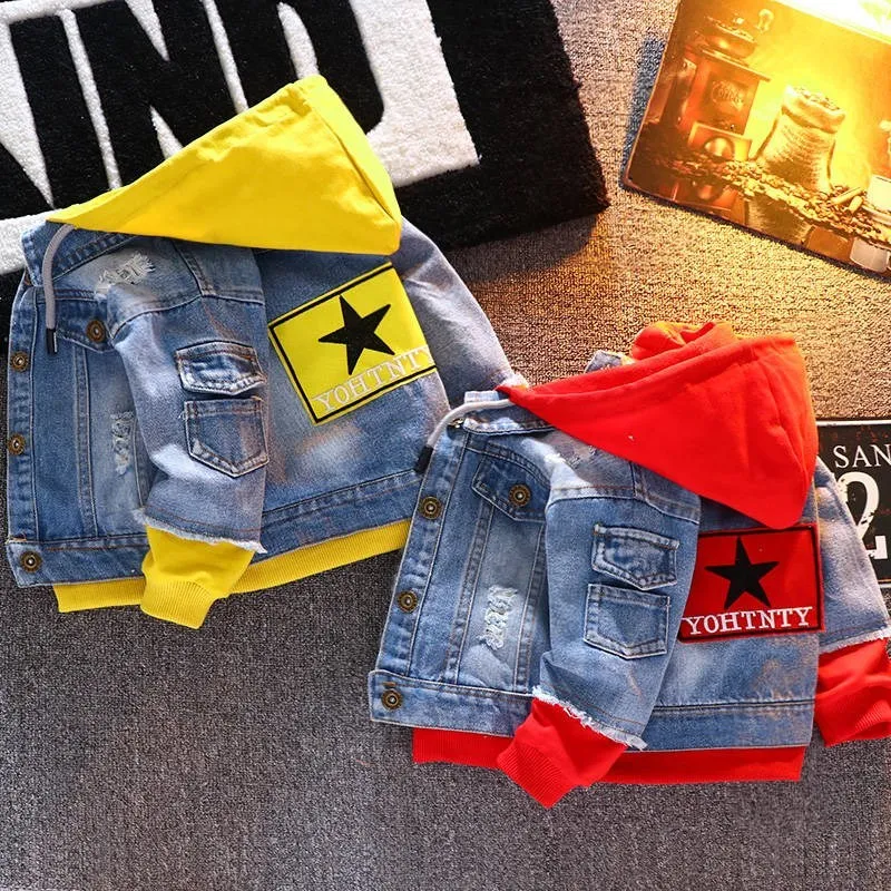 Boys' Denim Coat Spring And Autumn Korean Style Children's Jacket Top Western Style Medium And Large Children Handsome Baby Jacket For Girls And Children