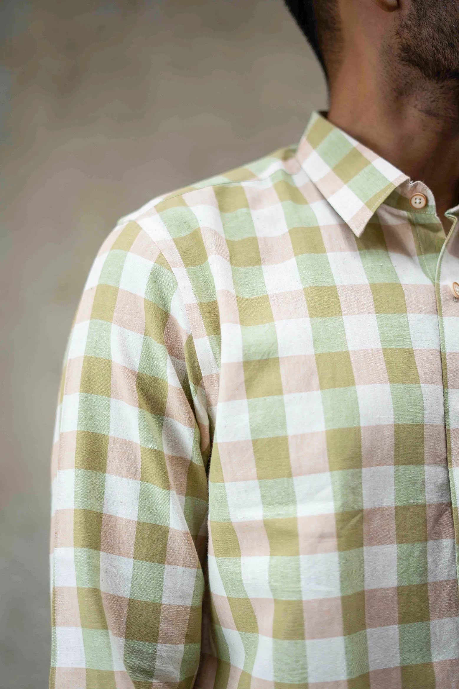 Brown and Green Checks · Regular Collar · Full Sleeve Shirt