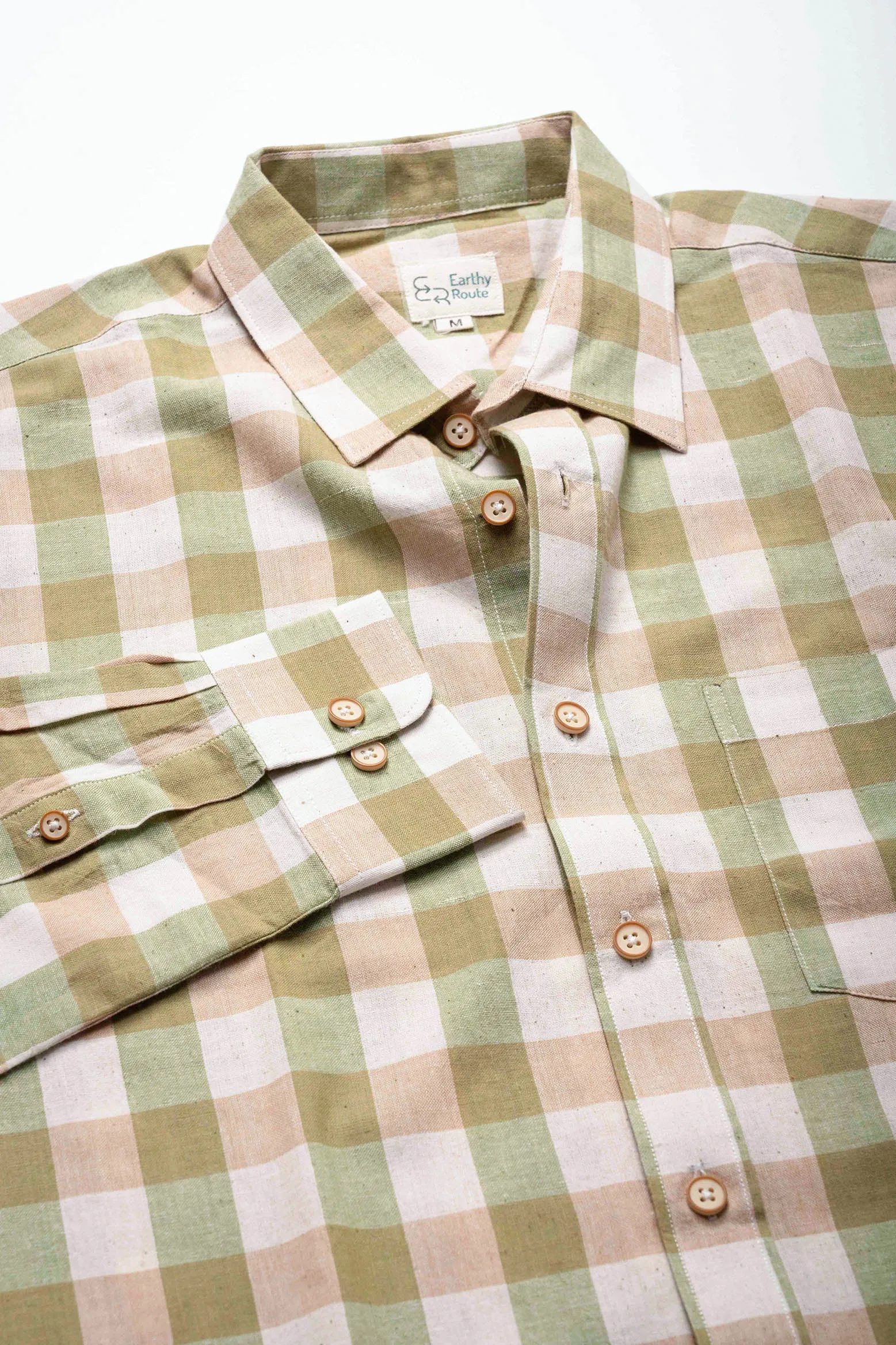 Brown and Green Checks · Regular Collar · Full Sleeve Shirt