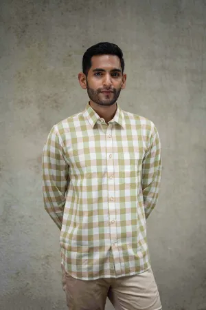 Brown and Green Checks · Regular Collar · Full Sleeve Shirt