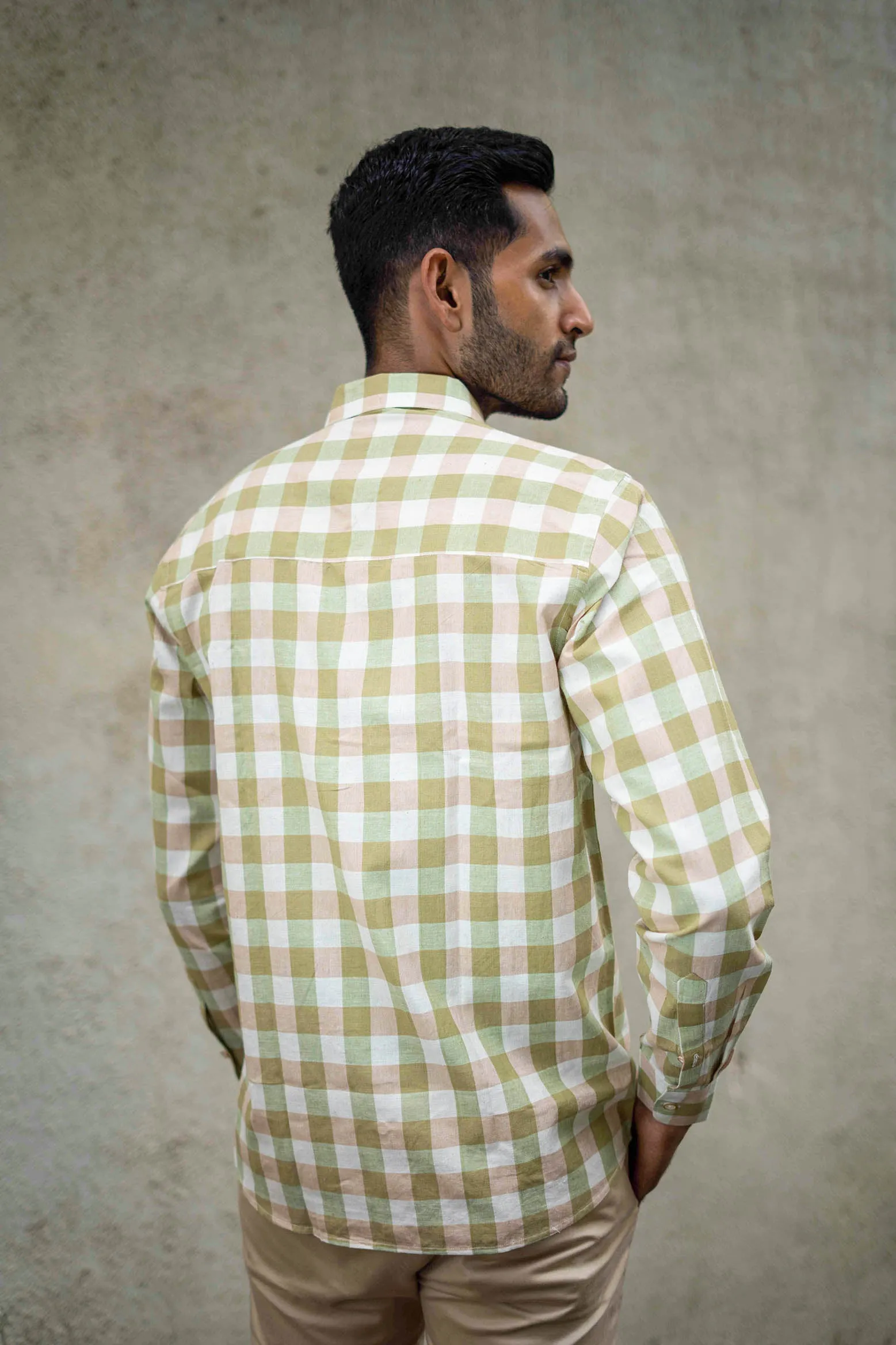 Brown and Green Checks · Regular Collar · Full Sleeve Shirt