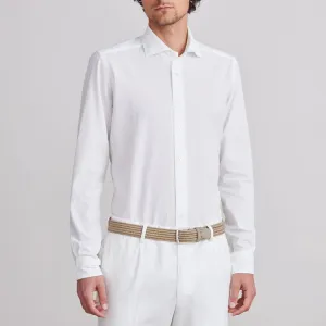 BYRON TEXTURED CRINKLE SHIRT - WHITE