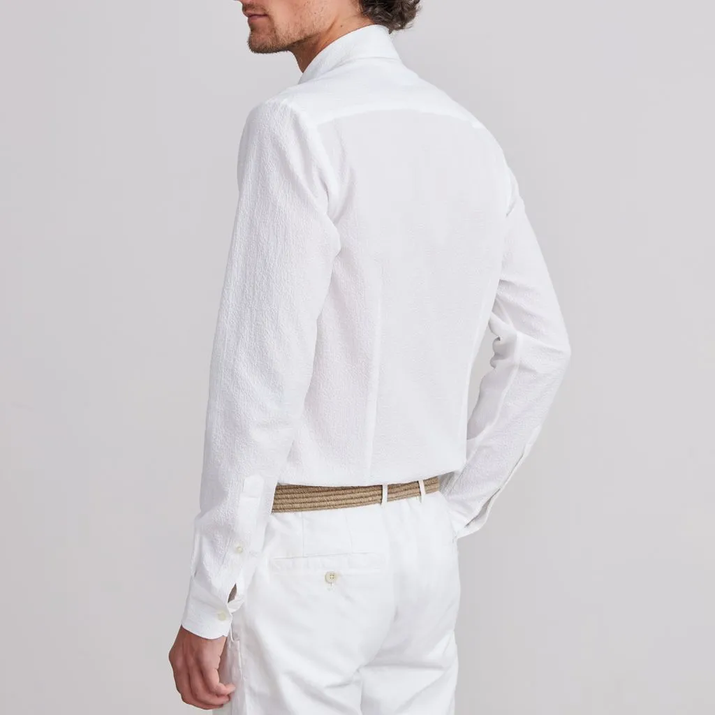 BYRON TEXTURED CRINKLE SHIRT - WHITE