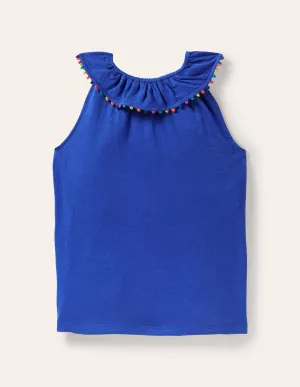 Charlie Pom Jersey Vest-Brilliant Blue