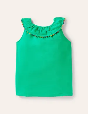 Charlie Pom Jersey Vest-Tropical Green