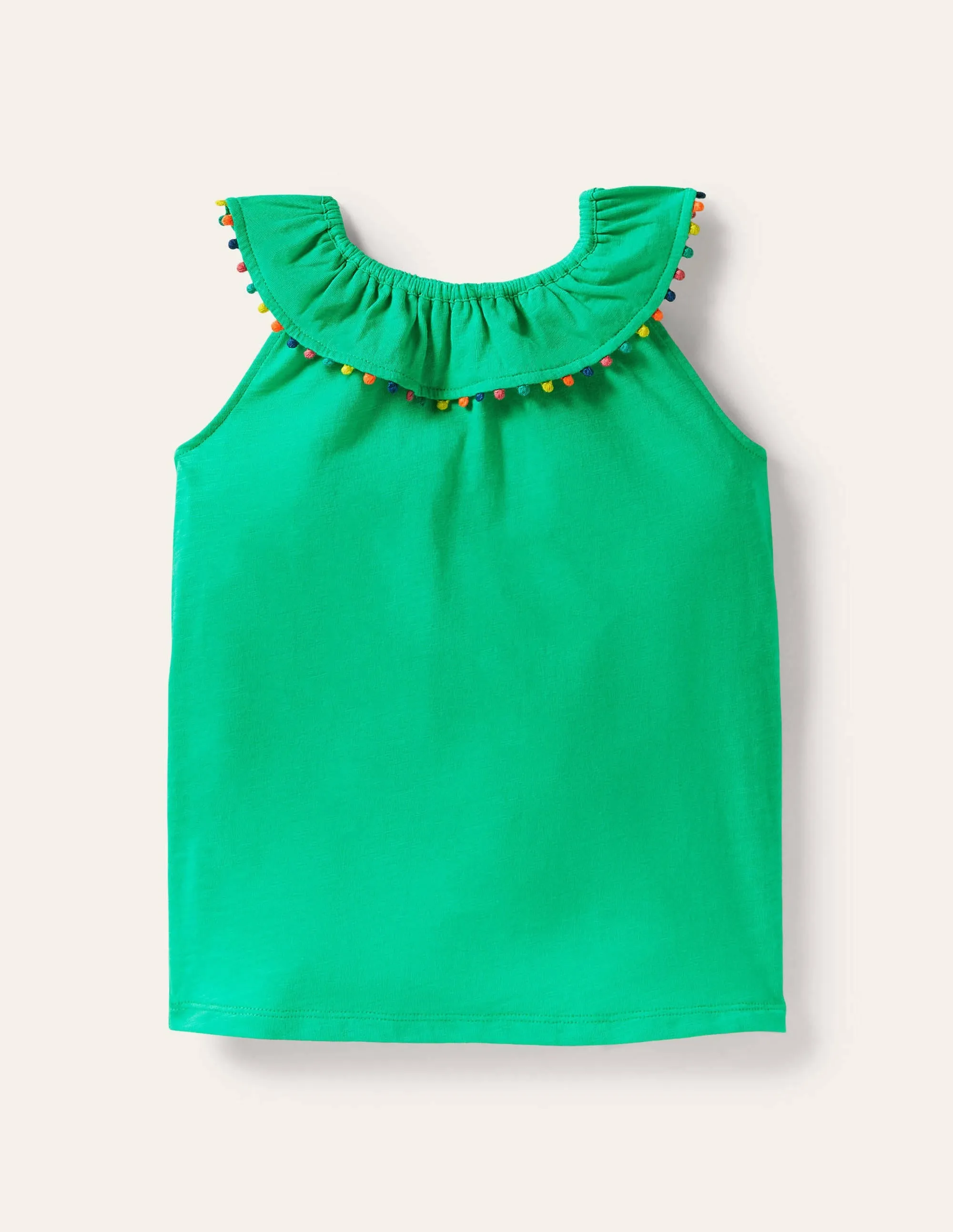 Charlie Pom Jersey Vest-Tropical Green