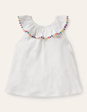 Charlie Pom Jersey Vest-White