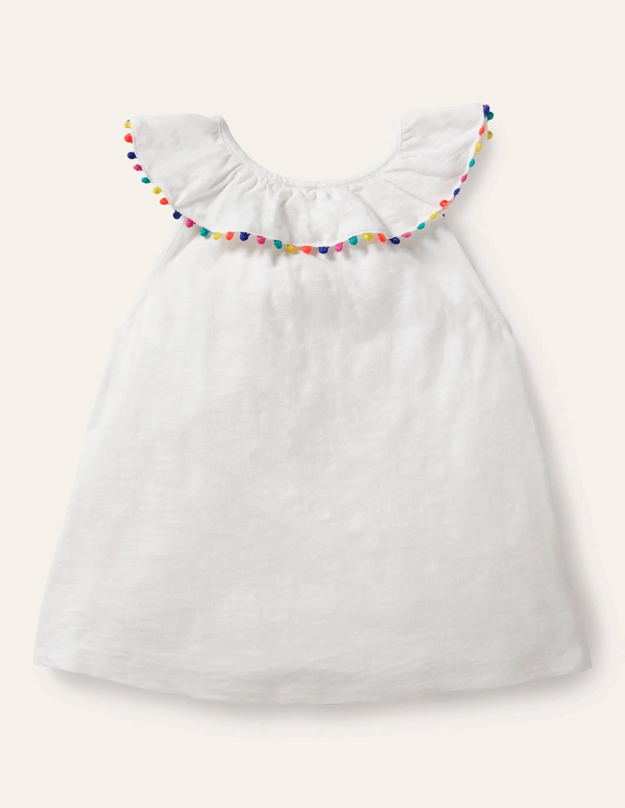 Charlie Pom Jersey Vest-White