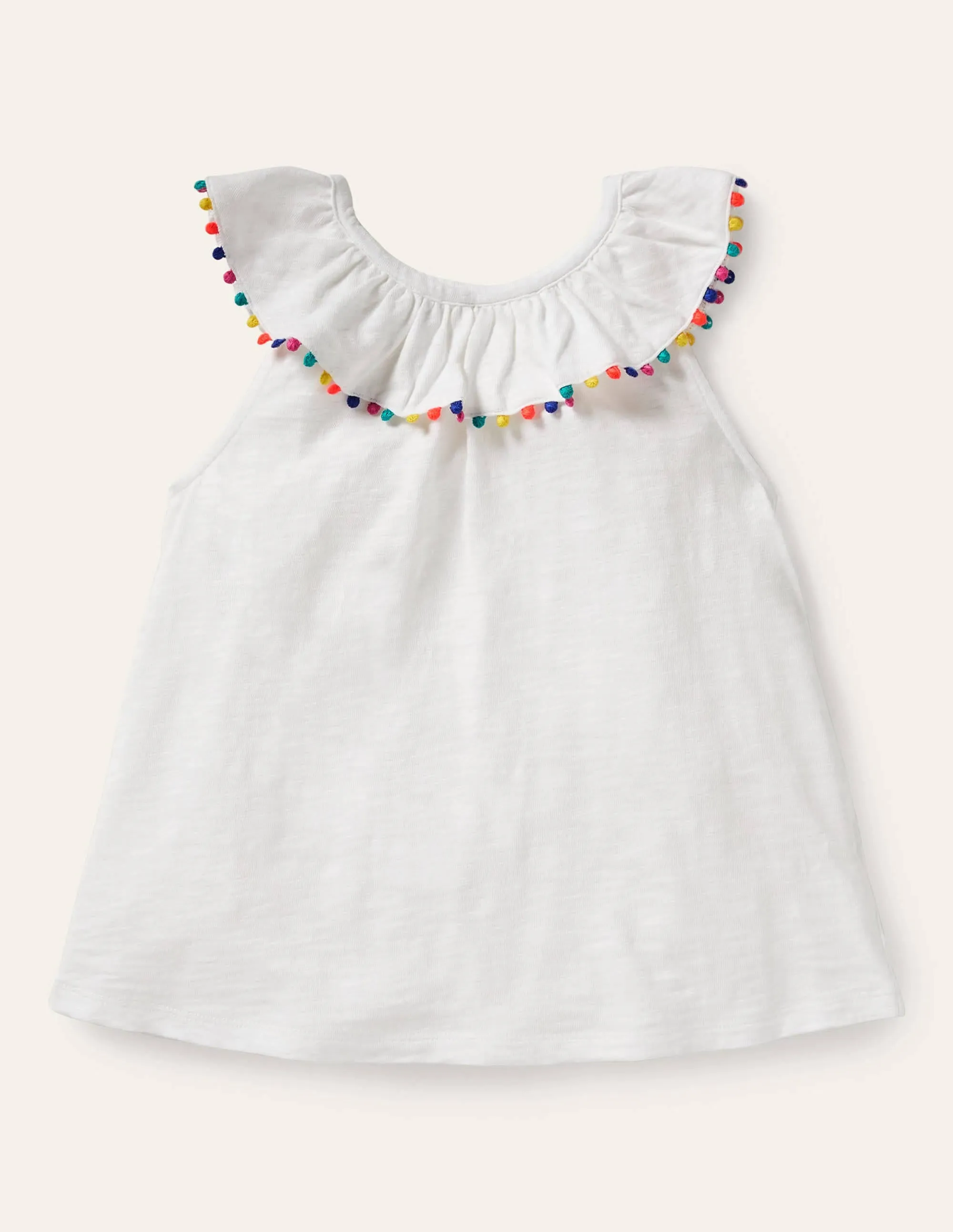 Charlie Pom Jersey Vest-White