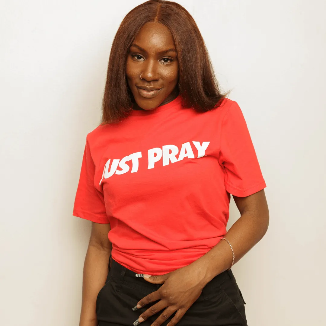CLASSIC "JUST PRAY" TEE (RED/WHITE)
