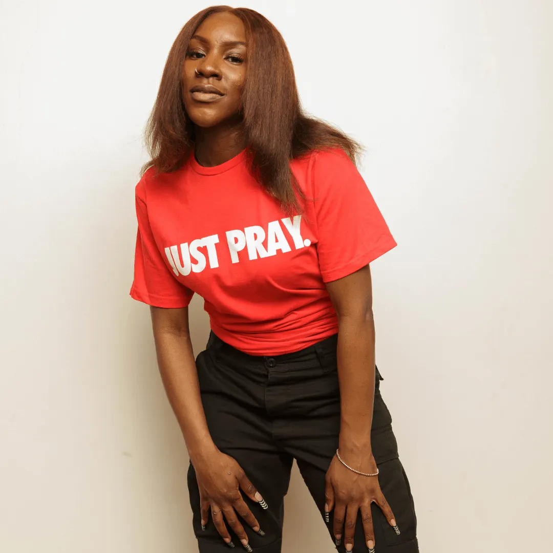 CLASSIC "JUST PRAY" TEE (RED/WHITE)