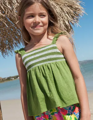Crochet Vest-Green pepper