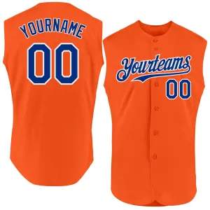 Custom Orange Royal-White Authentic Sleeveless Baseball Jersey