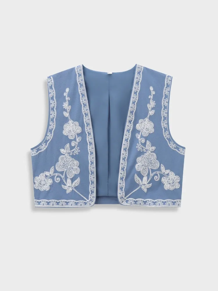 DCRB Floral Embroidered Summer Vest