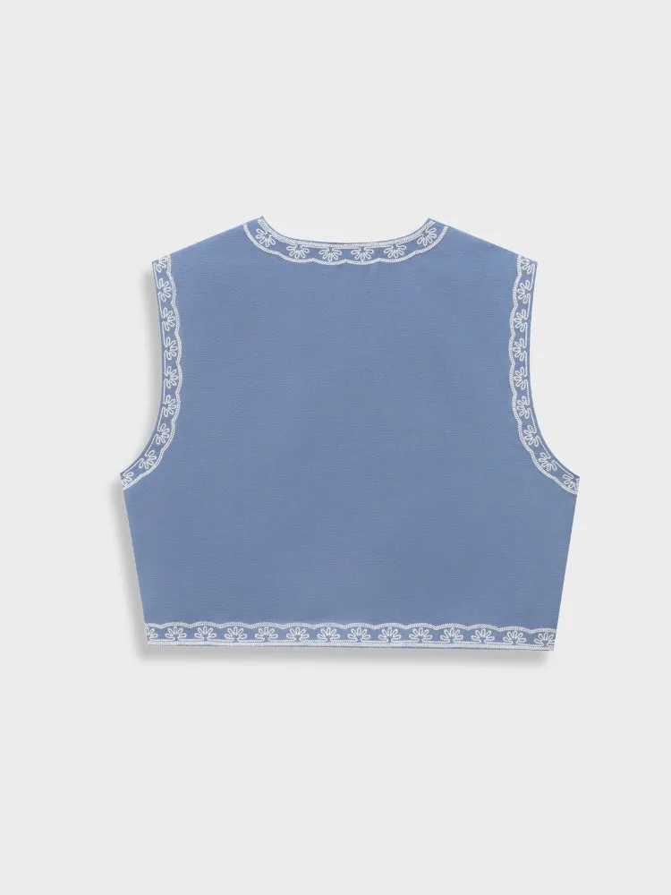 DCRB Floral Embroidered Summer Vest