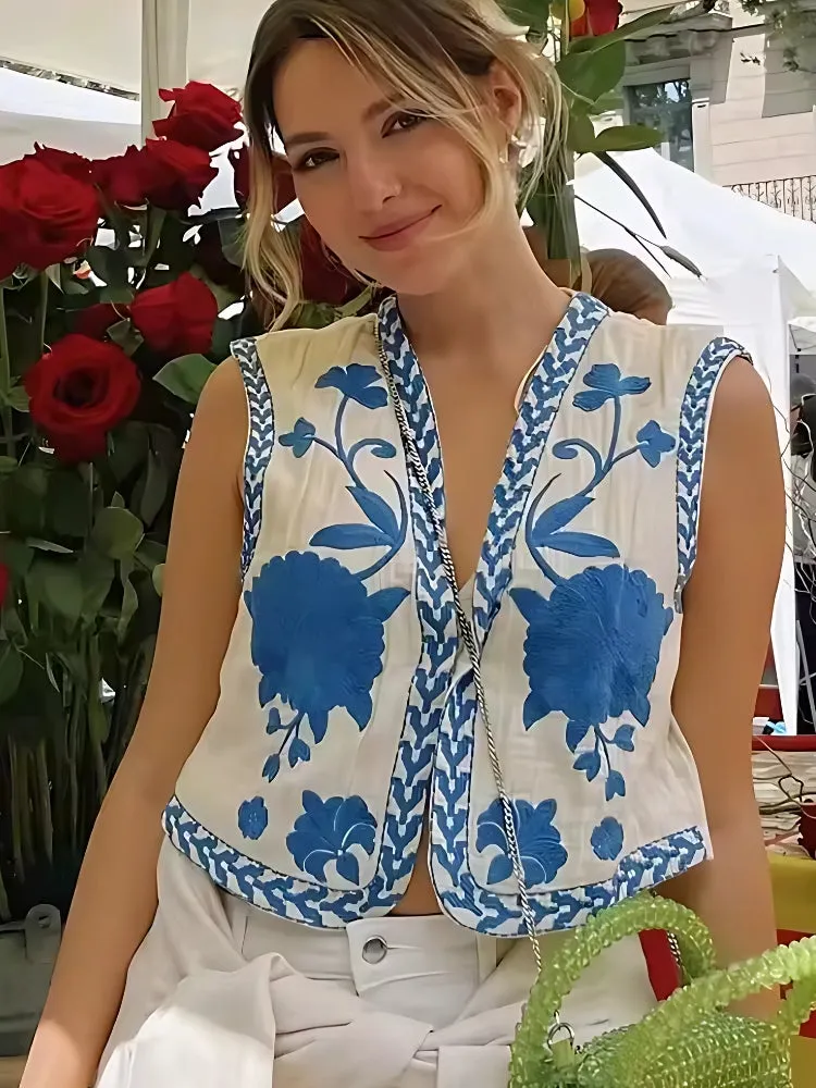 DCRB Floral Embroidered Summer Vest