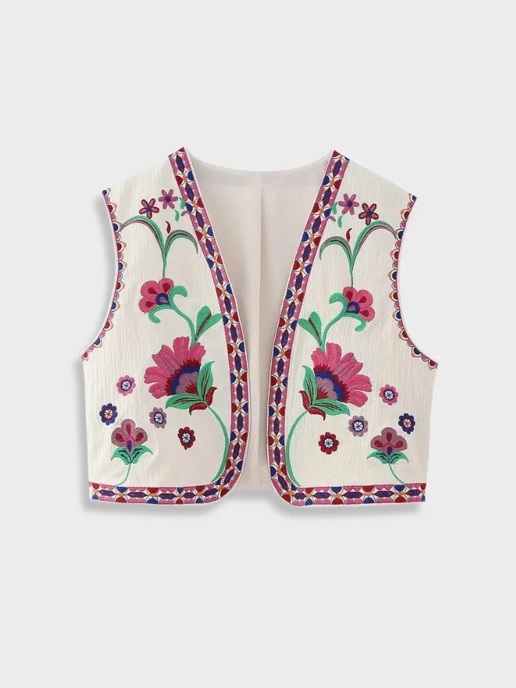 DCRB Floral Embroidered Summer Vest