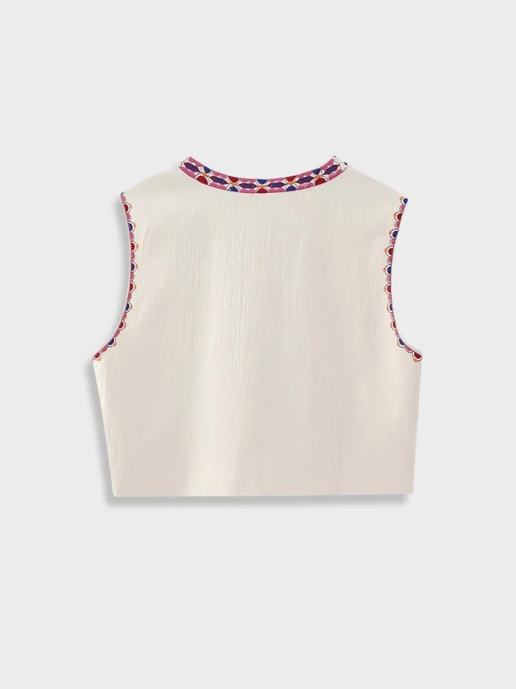 DCRB Floral Embroidered Summer Vest