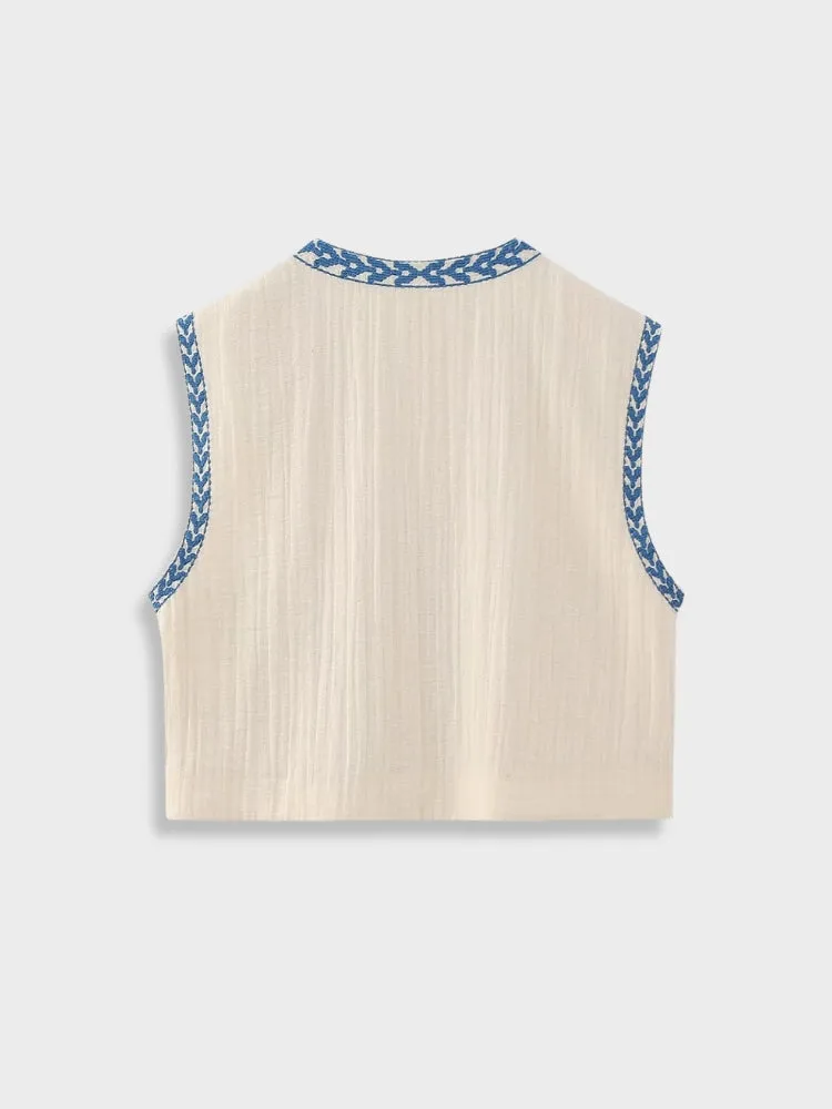 DCRB Floral Embroidered Summer Vest