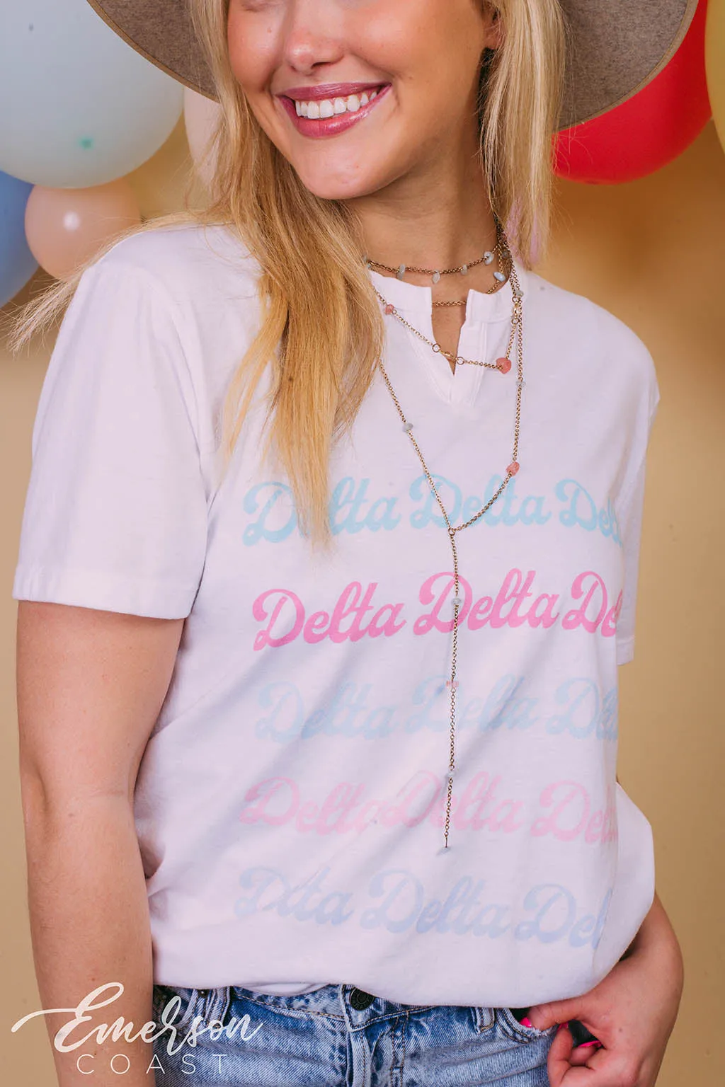 Delta Delta Delta Repeating Notch Tee