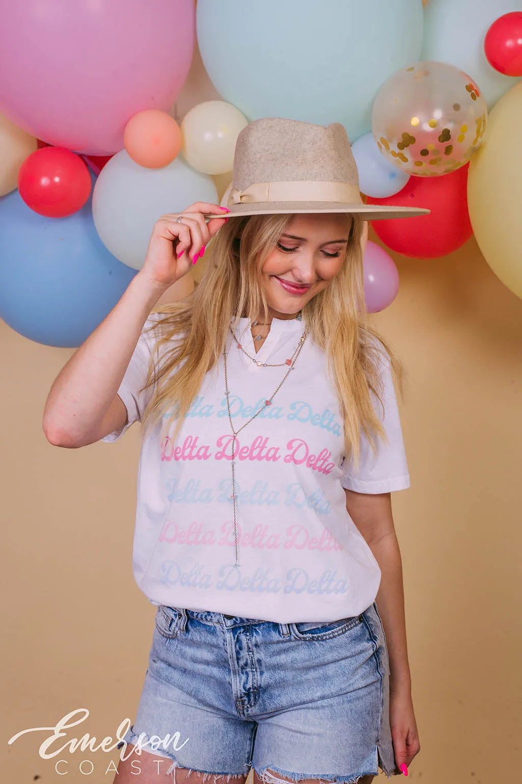 Delta Delta Delta Repeating Notch Tee